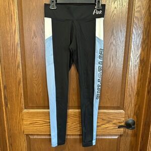 Victoria's Secret PINK Ultimate Leggings Black Blue White Colorblock Pockets ‎ S